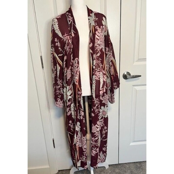 Free People Intimate Floral Duster Cover Up Open Front Lightweight Size Small S - Picture 1 of 16
